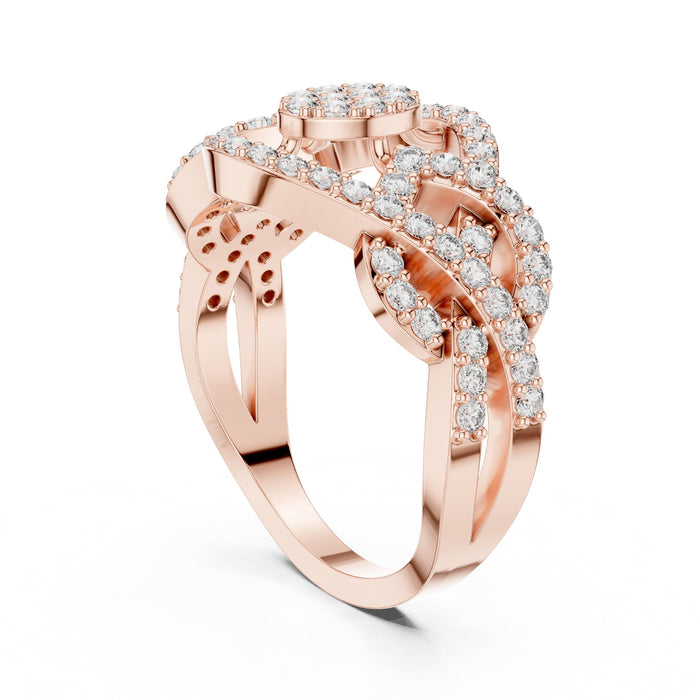 Round Twisted Lab Grown Diamond Wedding Band rose gold video