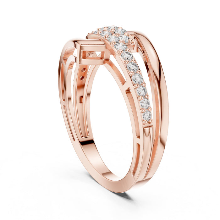 Round Twisted Lab Grown Diamond Wedding Band rose gold video