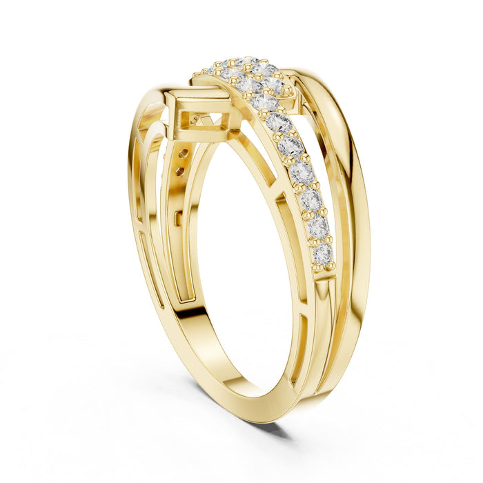 Round Twisted Lab Grown Diamond Wedding Band yellow gold video