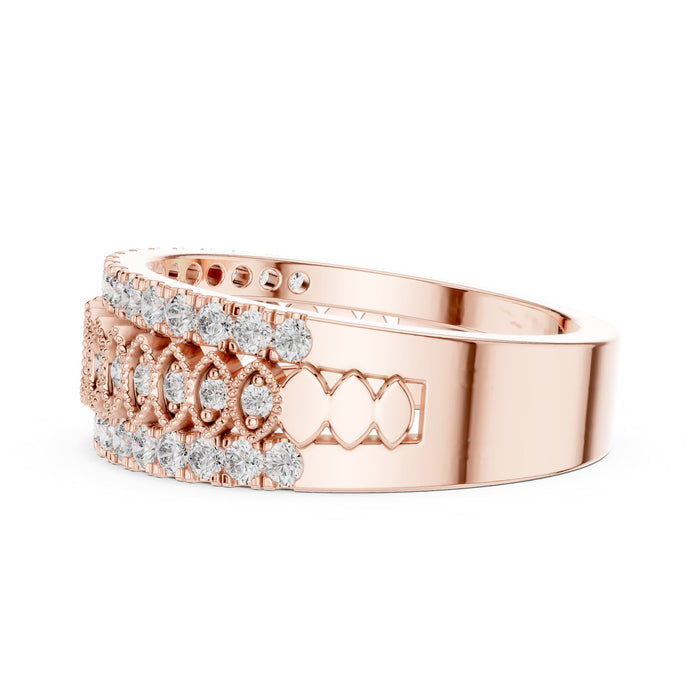 Round Pave Lab Grown Diamond Wedding Band rose gold video