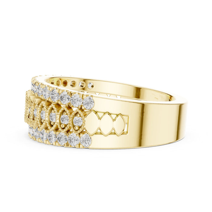 Round Pave Lab Grown Diamond Wedding Band yellow gold video