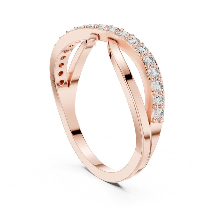 Round Twisted Lab Grown Diamond Wedding Band rose gold video
