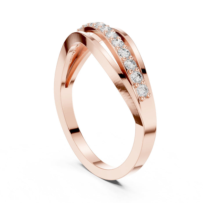 Round Twisted Lab Grown Diamond Wedding Band rose gold video