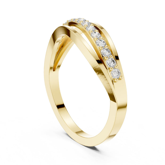 Round Twisted Lab Grown Diamond Wedding Band yellow gold video