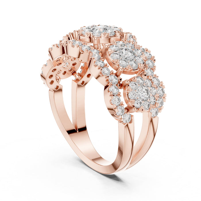 Round Cluster Lab Grown Diamond Wedding Band rose gold video