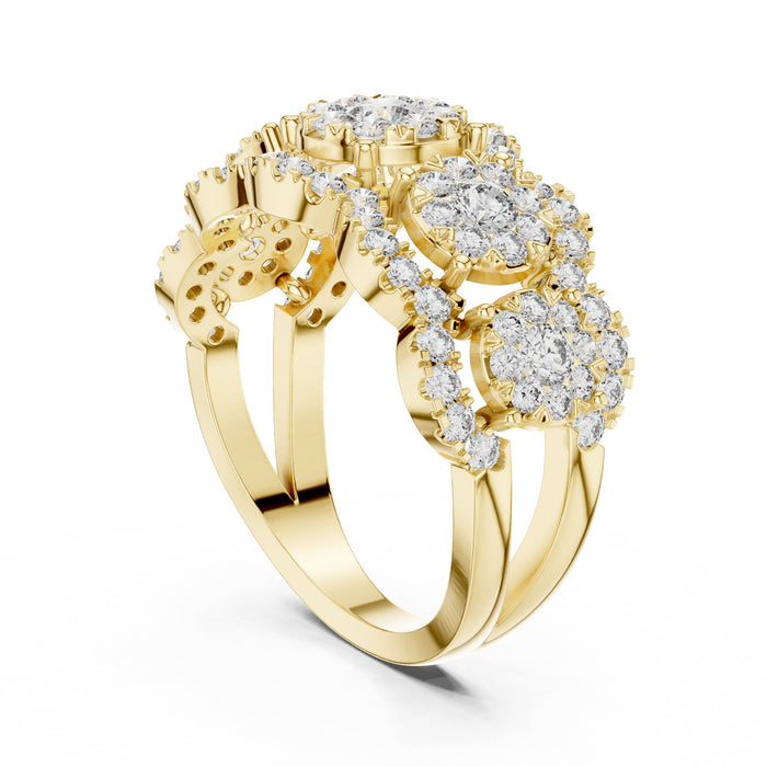 Round Cluster Lab Grown Diamond Wedding Band yellow gold video