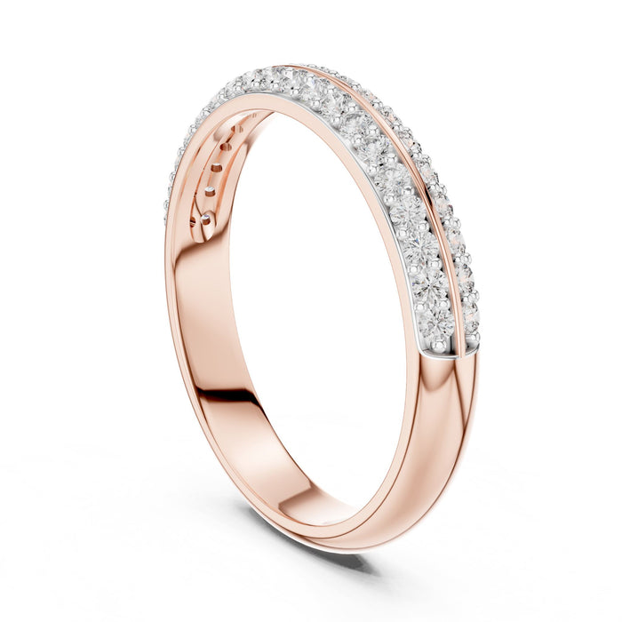 Round Pave Lab Grown Diamond Wedding Band rose gold video