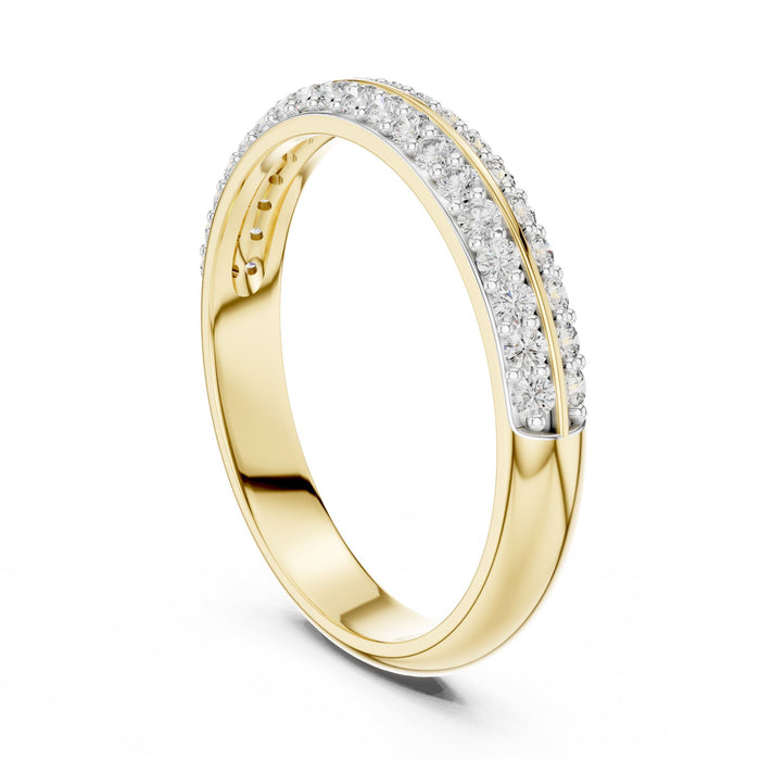 Round Pave Lab Grown Diamond Wedding Band yellow gold video