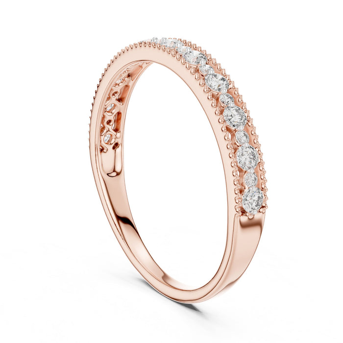 Round Pave Lab Grown Diamond Wedding Band rose gold video