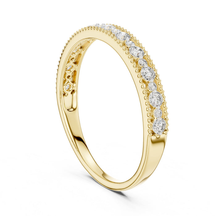 Round Pave Lab Grown Diamond Wedding Band yellow gold video