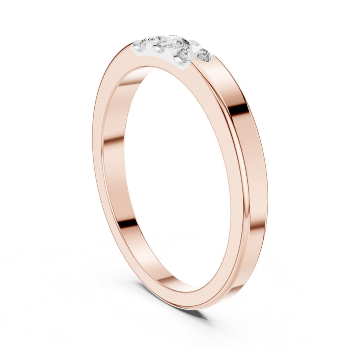 Round Three-Stone Lab Grown Diamond Wedding Band rose gold video