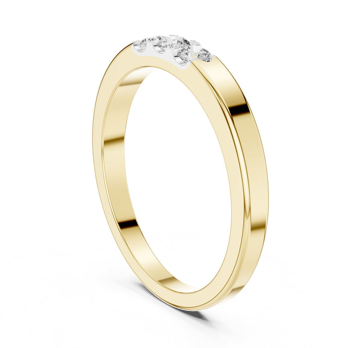 Round Three-Stone Lab Grown Diamond Wedding Band yellow gold video