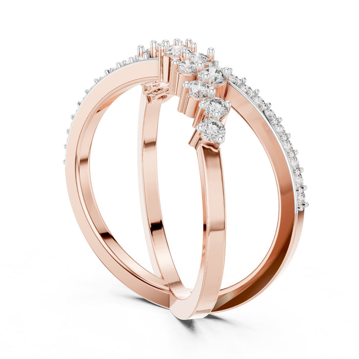 Round Twisted Lab Grown Diamond Wedding Band rose gold video