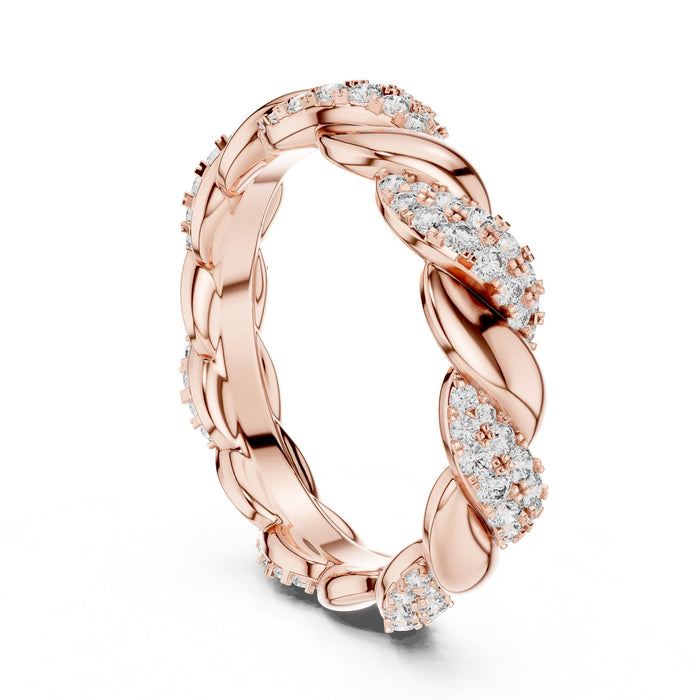 Round Twisted Lab Grown Diamond Wedding Band rose gold video