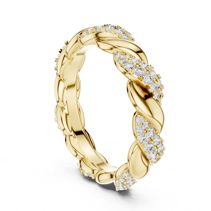 Round Twisted Lab Grown Diamond Wedding Band yellow gold video