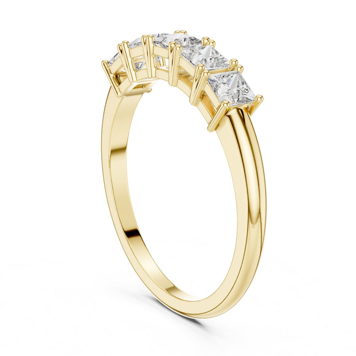 Princess Half-Eternity Lab Grown Diamond Wedding Band yellow gold video
