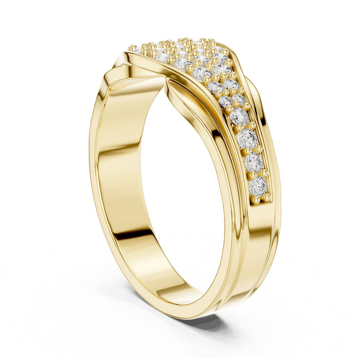 Round Pave Lab Grown Diamond Wedding Band yellow gold video