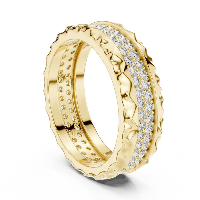 Round Pave Lab Grown Diamond Wedding Band yellow gold video