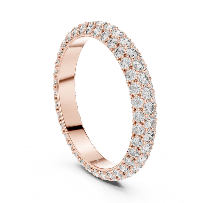 Round Pave Lab Grown Diamond Wedding Band rose gold video