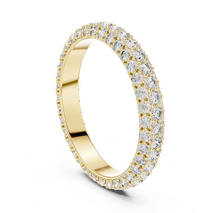 Round Pave Lab Grown Diamond Wedding Band yellow gold video