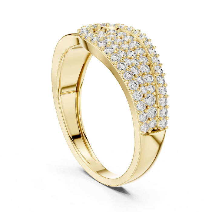 Round Pave Lab Grown Diamond Wedding Band yellow gold video