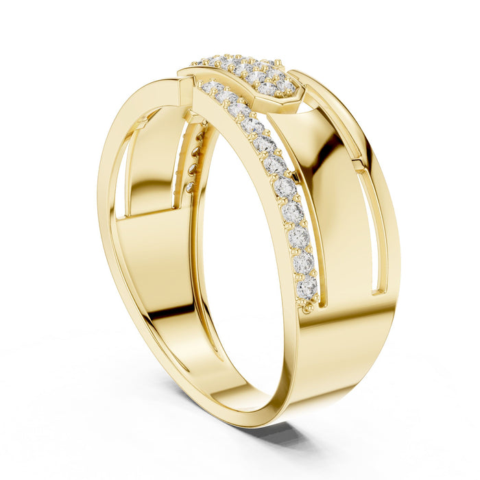 Round Pave Lab Grown Diamond Wedding Band yellow gold video