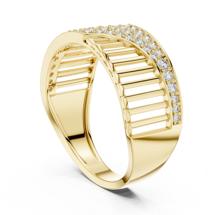 Round Pave Lab Grown Diamond Wedding Band yellow gold video
