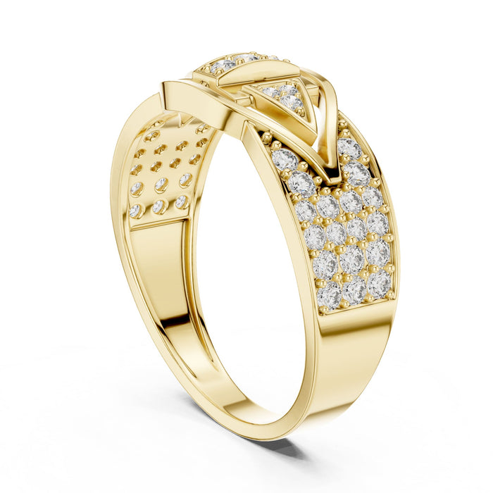 Round Pave Lab Grown Diamond Wedding Band yellow gold video