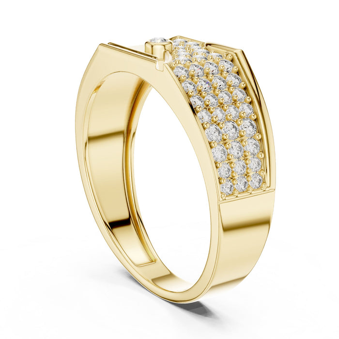 Round Pave Lab Grown Diamond Wedding Band yellow gold video