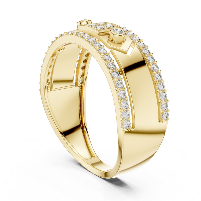 Round Pave Lab Grown Diamond Wedding Band yellow gold video