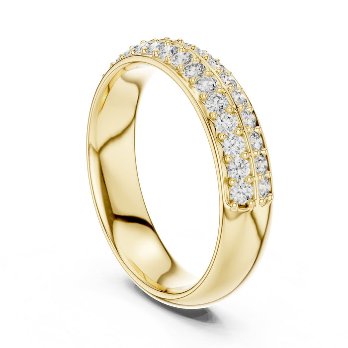 Round Pave Lab Grown Diamond Wedding Band yellow gold video