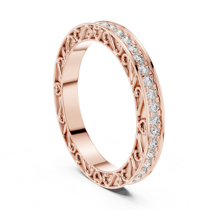 Round Pave Lab Grown Diamond Wedding Band rose gold video