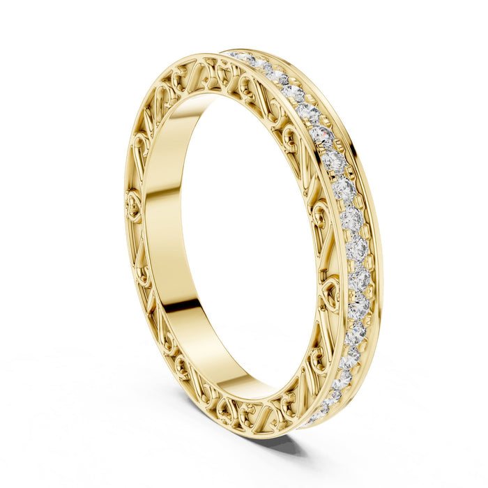 Round Pave Lab Grown Diamond Wedding Band yellow gold video