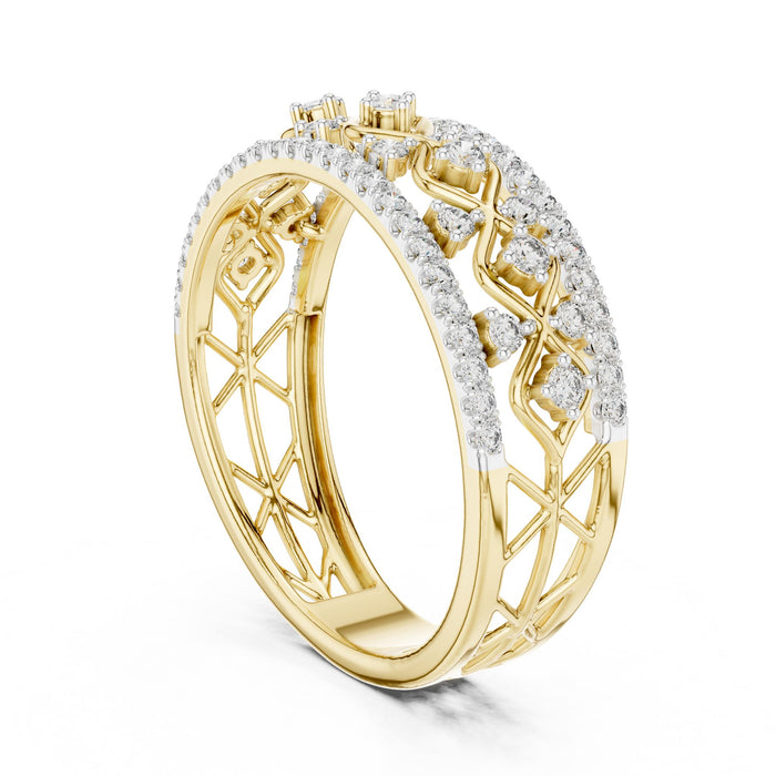 Round Pave Lab Grown Diamond Wedding Band yellow gold video