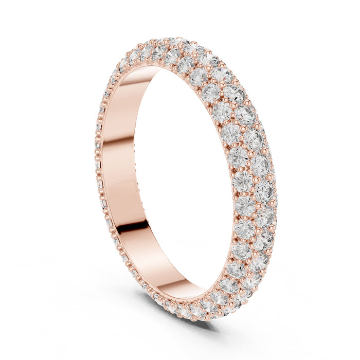 Round Pave Lab Grown Diamond Wedding Band rose gold video