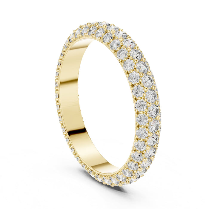 Round Pave Lab Grown Diamond Wedding Band yellow gold video