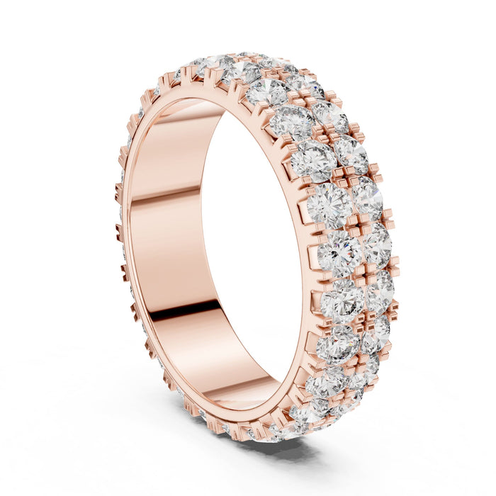 Round Pave Lab Grown Diamond Wedding Band rose gold video