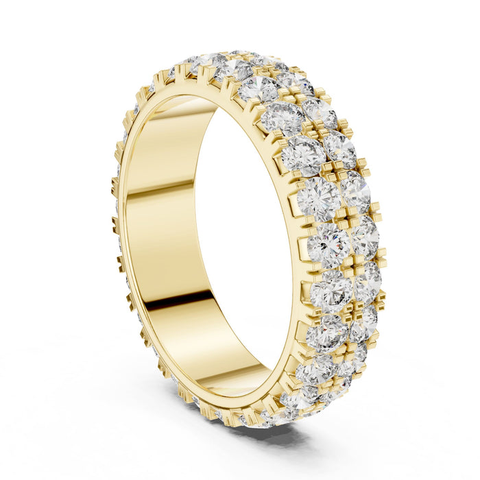 Round Pave Lab Grown Diamond Wedding Band yellow gold video
