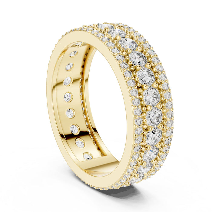 Round Pave Lab Grown Diamond Wedding Band yellow gold video