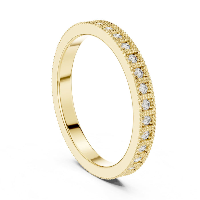 Round Pave Lab Grown Diamond Wedding Band yellow gold video