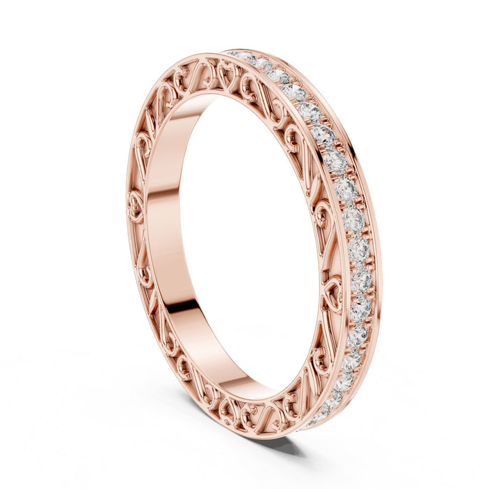 Round Pave Lab Grown Diamond Wedding Band rose gold video