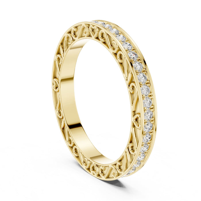 Round Pave Lab Grown Diamond Wedding Band yellow gold video