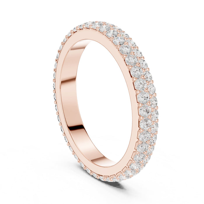 Round Pave Lab Grown Diamond Wedding Band rose gold video