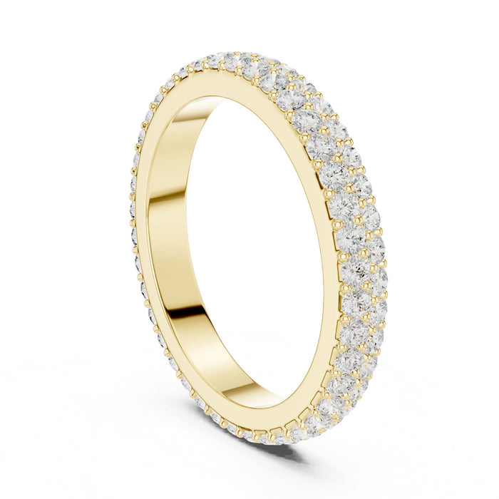 Round Pave Lab Grown Diamond Wedding Band yellow gold video