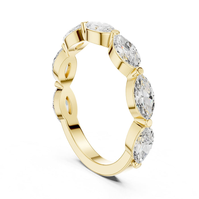 Marquise Eternity Lab Grown Diamond Wedding Band yellow gold video