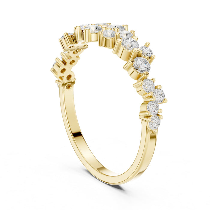 Round Cluster Lab Grown Diamond Wedding Band yellow gold video