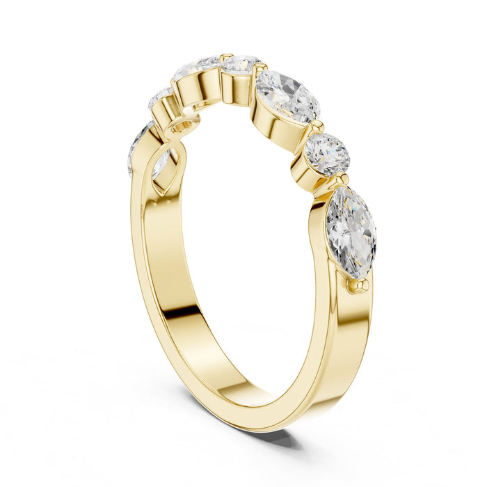 Marquise & Round Half-Eternity Lab Grown Diamond Wedding Band yellow gold video