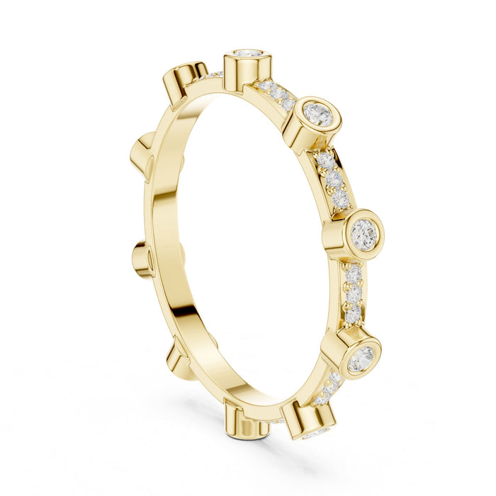 Round Pave Lab Grown Diamond Wedding Band yellow gold video