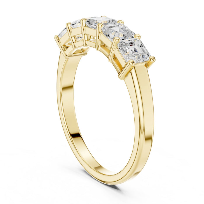 Asscher Half-Eternity Lab Grown Diamond Wedding Band yellow gold video