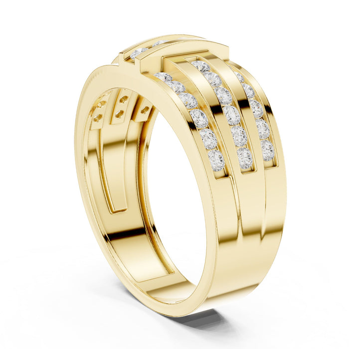 Round Channel Lab Grown Diamond Wedding Band yellow gold video